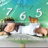 European Pastoral Lotus Leaf Angel Cartoon Picture Wall Clock thumbnail-2