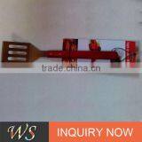 BBQ Stainless Steel Spatula Wood Spatula With Wood Handle With 3 Long Elliptical Holes thumbnail-1