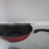 chinese red colo round bottom wok pan