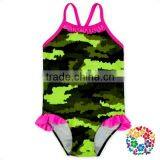2017 Fashionable Camouflage Print Ruffle Decorated Baby Girls Bikini Swimsuit thumbnail-2