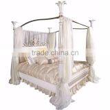 Classic Elegant European Style Antique White Tufted Chaise Lounge With Golden Floral Decorations BF12-04264d thumbnail-4