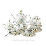 Bone China European Style Flowers Design Coffee Set of 15pcs thumbnail-2