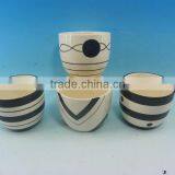 Chinese Ceramic Black And White Flower Pot