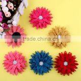 Fabric Flower With Rhinestone Center for Kids Hair Accessories thumbnail-3