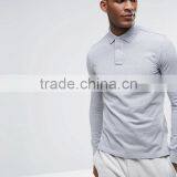 New Custom Long Sleeve Button Placket Grey Men's 100% Cotton Pique Plus Size Slim Fit Fashion Polo Shirt thumbnail-1