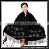 CX-B-P-36C Chengxing Fur Hot Selling Women Tassels Scarf Shawl thumbnail-6