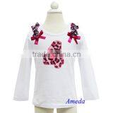 Girls Hot Pink Leopard 4th Birthday White Long Sleeves Tee 1-7Y thumbnail-1