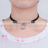 Velvet Suede Double Layer Halloween Choker Necklace Antique Silver Black Pumpkin 33.5cm Long thumbnail-1