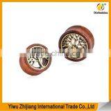 Oasis Plus Tree Of Life Oranic Wood Tunnels Double Flared Ear Stretcher Saddle Plugs Gauge thumbnail-4