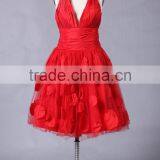 2017 New Designer Ruffle Knee-length Poly Chiffom Evening Dress ED108 thumbnail-1