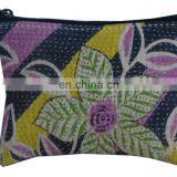 Vintage Beautiful Handmade Kantha Clutch Ethnic Handmade Cotton Purse thumbnail-1