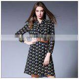Side Vent Open Chiffon Print Dress Hot Sell Styles Chiffon Bow Dress thumbnail-2