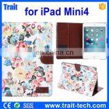 Flowers Pattern Cloth Skin Case for IPad, Wallet Style Case for IPad Mini 4,for IPad Mini 4 Case