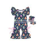 Bright Pink Blooming Flower Pattern Printing Romper Jumpsuit Baby Knitted Romper One Piece Jumpsuit for Wholesale Price thumbnail-5