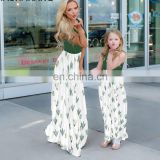 Mom and Daughter Dress 2019 Cactus Print Summer Long Dress Mom Daughter Clothes Mother Daughter Dresses mae e filha