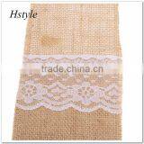 Hessian Burlap Lace Bags Wedding Cutlery Holder Pouch Table Decoration SPT128 thumbnail-4
