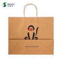 Recyclable Kraft Paper Bag With Your Own Logo, Custom Shopping Paper Bag For Food With Handle