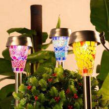 Mosaic Solar Outdoor Lawn Light Waterproof Ip55 Stainless Steel Garden Led Decoration Light for Landscape Yard Pathway
