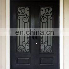 Flat Top Custom Exterior Gate Double Leaf Security Forged Iron Doors thumbnail-5