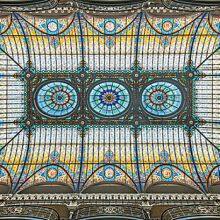 Art Pattern Customized Skylight Building Tempered Tiffany Stained Glass Ceiling Dome thumbnail-1