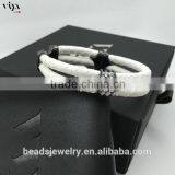 2016 New Arrival Luxury Silver Plated Exotic Genuine White Stingray/ Python Man White Diamond Bracelet For Man thumbnail-1