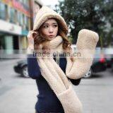 Wholesale Winter Ladies Fashion Hooded Scarf Mink Fur Poncho thumbnail-2