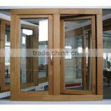 wooden color aluminum window with grill design