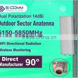 5.8Ghz 5150-5850MHz Outdoor High Gain 14dBi Broadband Directional Dual Polarization Mimo Panel Antenna 90 Degree Coverage