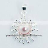 Austrian Crystals Pearl Shiny Planet Silver Designer Pendant thumbnail-1