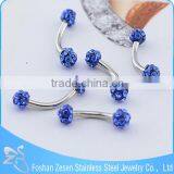 China Manufacturer Piercing Medical Steel Purple Crystal Custom Eyebrow Rings thumbnail-6