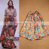 2015 Wholesale Quality Most Popular Pastoral Style Newest Designer Runway Printed Long Women Skirt