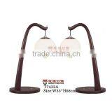 Wood Lamp With White Polish Glass Lampshade thumbnail-3