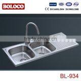 One-piece Extending Double Bowl Kitchen Sink With Drainboard BL-934 thumbnail-1