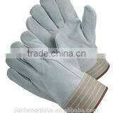 JS102CBSGC Cow Split Cotton Back Leather Glove,Safety Glove, leather working gloves