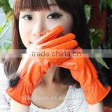 Fur Ball Womens Sheepskin Leather Gloves