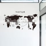 New design world map wall sticker,5d home decor pvc wall sticker,black pvc 3d wall sticker