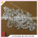 HC-2062-1 Hechun Factory White Sew Clear Sequins Beaded Lace Applique thumbnail-5
