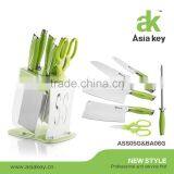 New Arrival Kitchen Knife Set,green ABS Handle,acrylic Block thumbnail-1