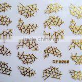 12Designs Golden Nail Art Water Decal Sticker Transfer Stickers (XF6061-6072)HN1810 thumbnail-1
