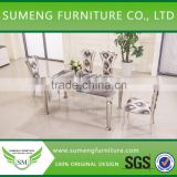 French design Marble top modern dining table and chairs                        
                                                Quality Choice
