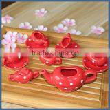 Lovely red mini ceramic tea set toy for children