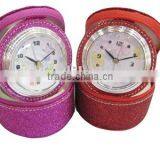 Travel Alarm Clock With Fashion Leather Cosmetic Pocket thumbnail-1