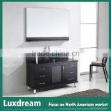 48" Black Bathroom Vanity Glass Sink With Stainless Steel Legs