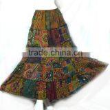 VTG RETRO INDIE HIPPIE BOHO POLKA DOT FLORAL PAISLEY Batik Cotton PATCHWORK STYLE Oriental Fisherman Maxi Cocktail LONG SKIRT thumbnail-5