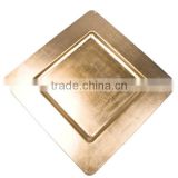 High Quality Cheap Food Safe square gold Charger Decorative Plate Wholesale