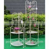 POWERLON Vintage Foldable Metal 3-tier Corner Shelf Plant Stand for Outdoor and Indoor Use thumbnail-4