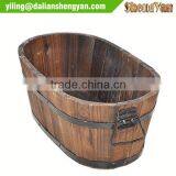 Carbonized Treated Wood Large Oval Planters thumbnail-2