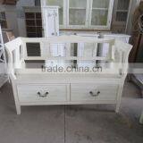 Shabby Large Wooden Stool for 3 People thumbnail-3