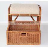Ottoman Footstool Pouf Stool Storage W/Basket,Home Rattan Wicker Furniture thumbnail-5