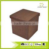 Collapsible Storage Ottoman Cube Foot Rest Stool Comfy Linen-like Fabric Lift Off Top thumbnail-3